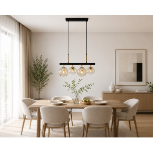 lampa czarna złota 4 klosze