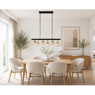 lampa czarna złota 6 kloszy