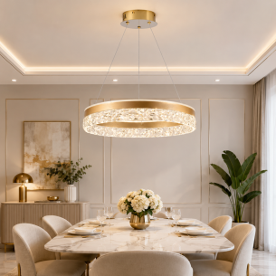 lampa led złota kryształki