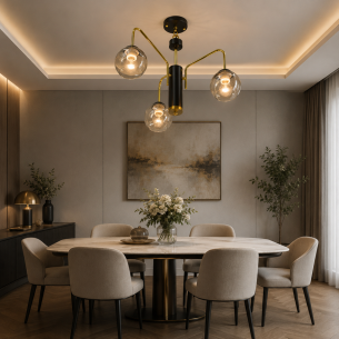 lampa wisząca czarno złota 3 klosze