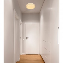 okrągła lampa sufitowa led do korytarza ze zmiennym światłem