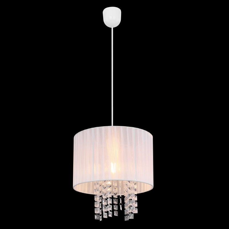 luksusowa lampa wisząca biała z kryształami długi zwis