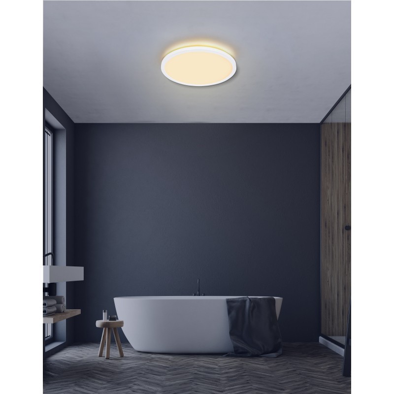 biały nowoczesny plafon led ze zmiennym światłem