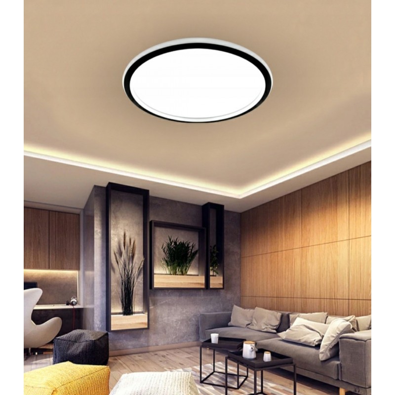 plafon sufitowy led okrągły czarny z pilotem