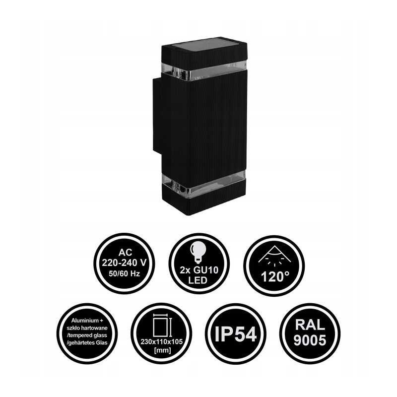 kinkiet do ogrodu na ścianę budynku prostokątna czarna kinkiet do ogrodu na ścianę budynku prostokątna czarna