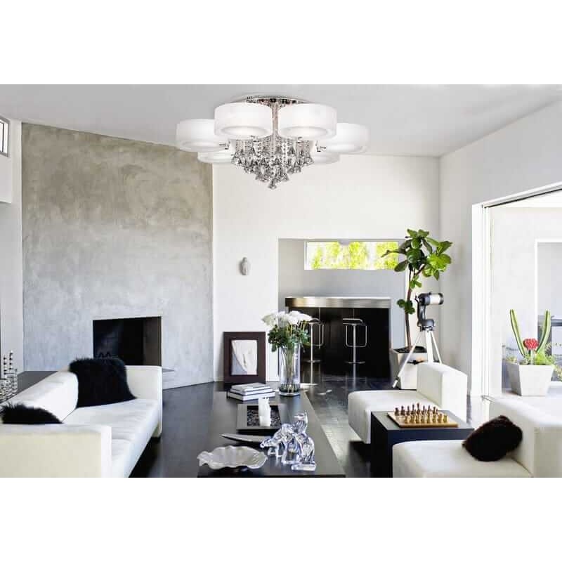 żyrandol led z wiszącymi kryształami do salonu