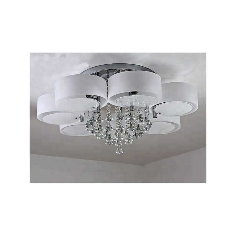 żyrandol led sterowany pilotem biały kryształowy