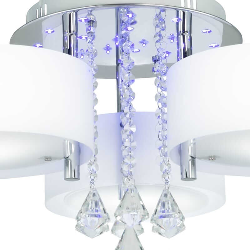 plafon sufitowy z kryształami do sypialni biały