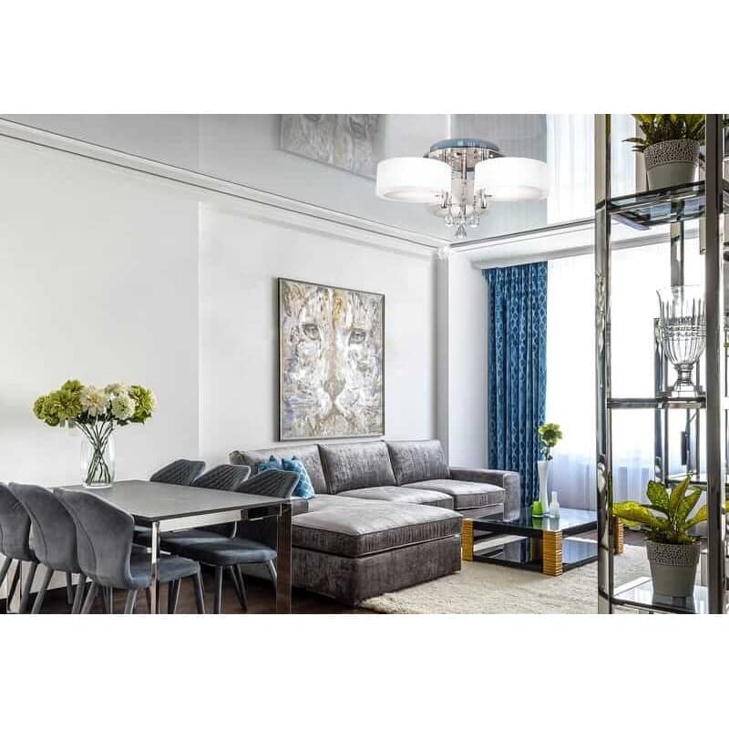 lampa sufitowa biała ze szklanymi kryształami led