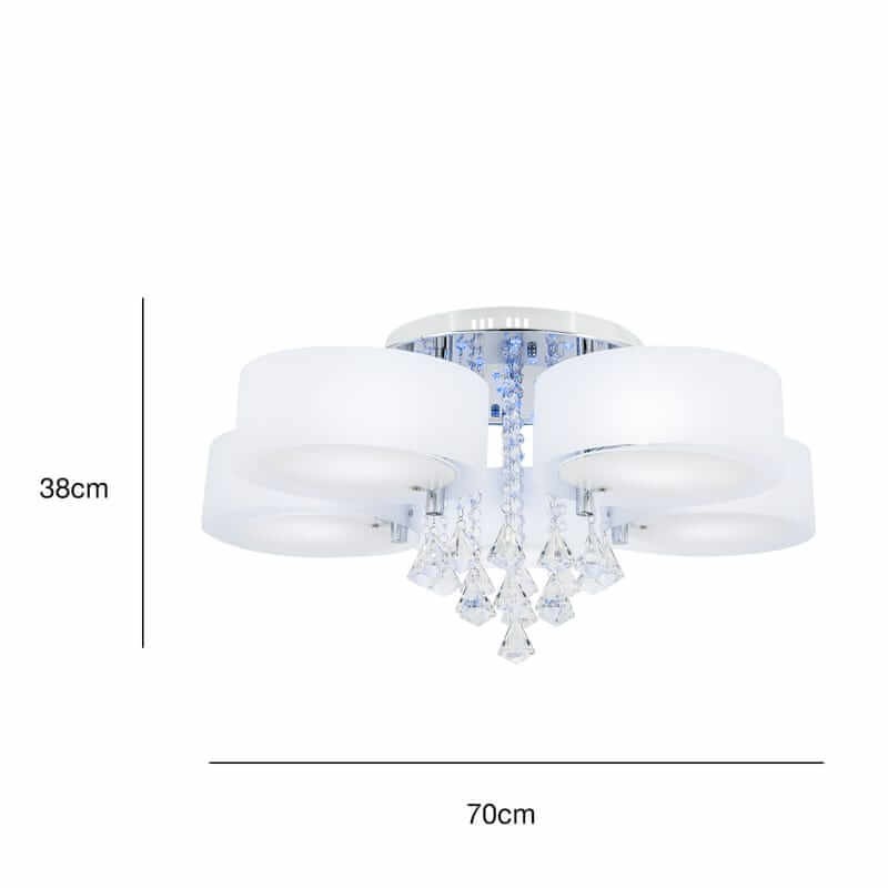 plafon sufitowy luksusowy biały z wiszącymi kryształami