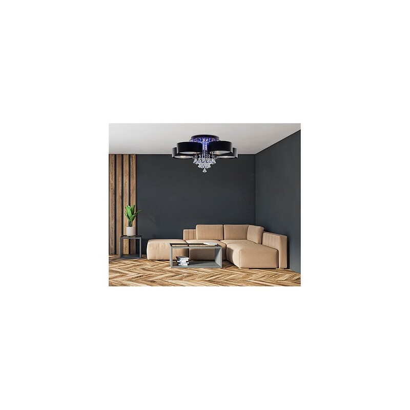Lampa sufitowa led kryształowa z czarnym kloszem luksusowa do salonu Lampa sufitowa led kryształowa z czarnym kloszem luksusowa do salonu
