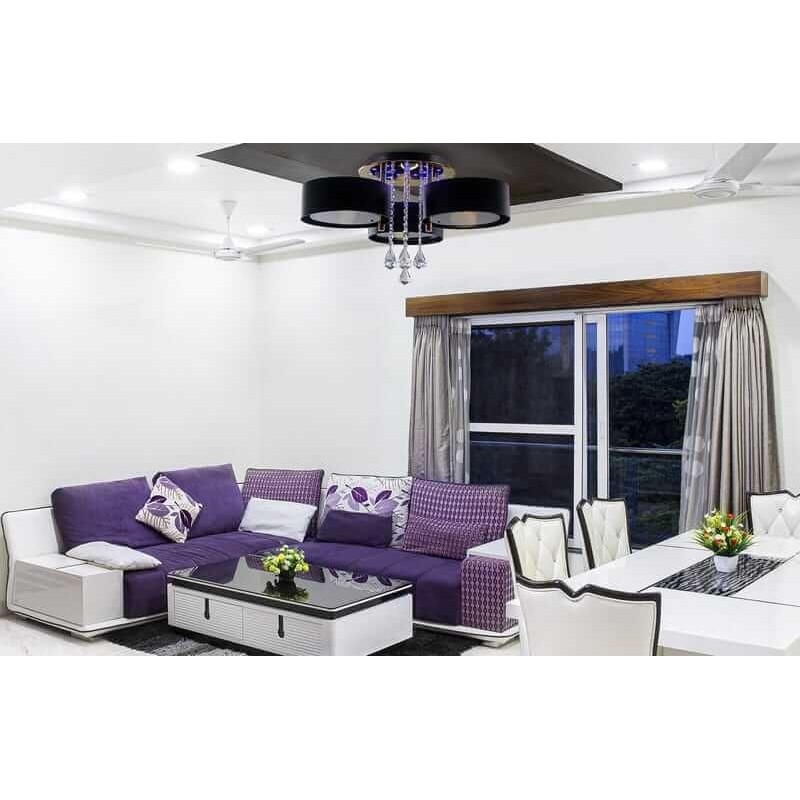 Lampa sufitowa led sterowana pilotem z kryształami luksusowa czarna Lampa sufitowa led sterowana pilotem z kryształami luksusowa czarna