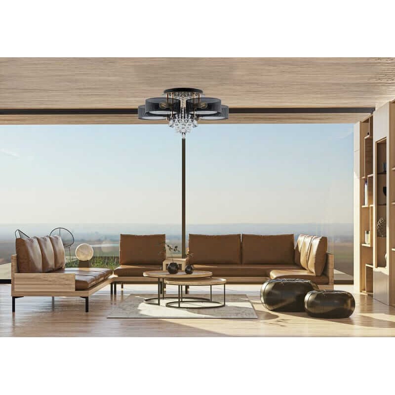 lampa sufitowa luksusowa kryształowa do salonu sterowana pilotem