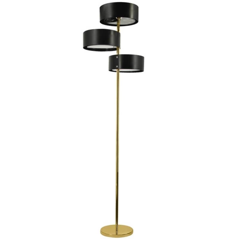 nowoczesna lampa podłogowa stojąca czarna i złota