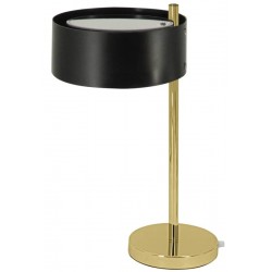 nowoczesna lampka stołowa nocna na złotej nóżce czarny klosz