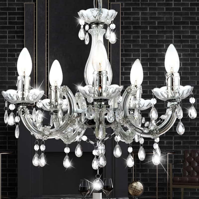 lampa wisząca z kryształami w stylu glamour do salonu