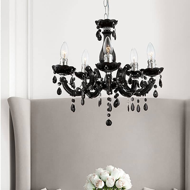 lampa wisząca kryształowa typu świecznik czarna lampa wisząca kryształowa typu świecznik czarna