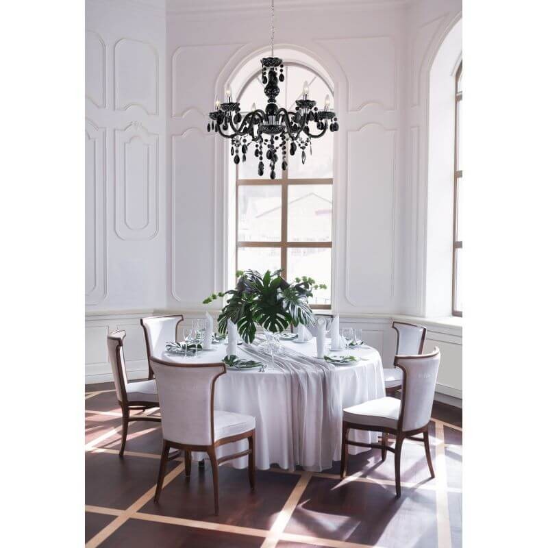 lampa wisząca długa luksusowa czarna kryształowa