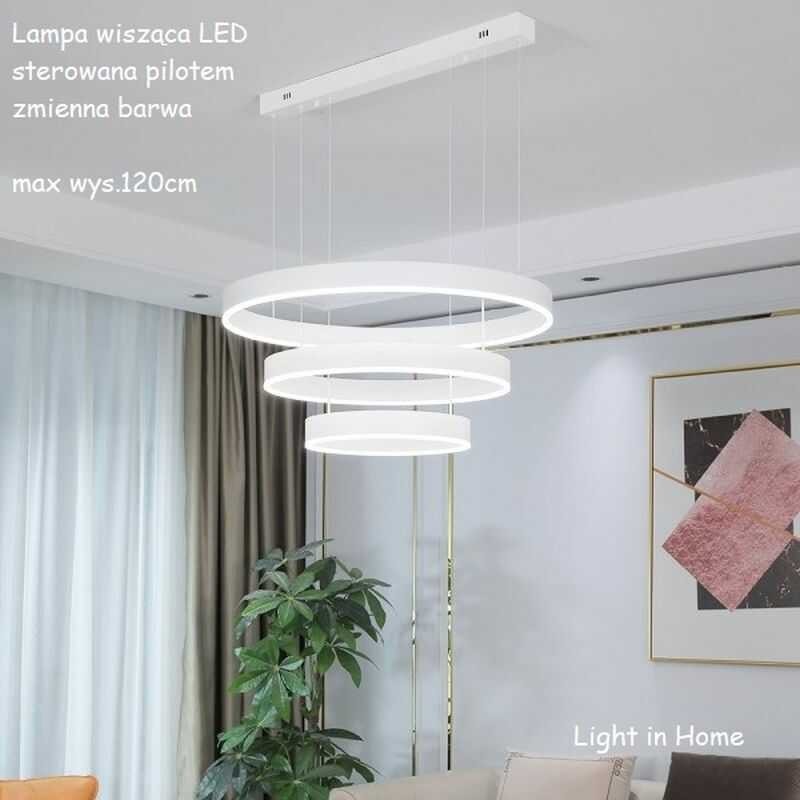 Lampa wisząca led do salonu długa biała