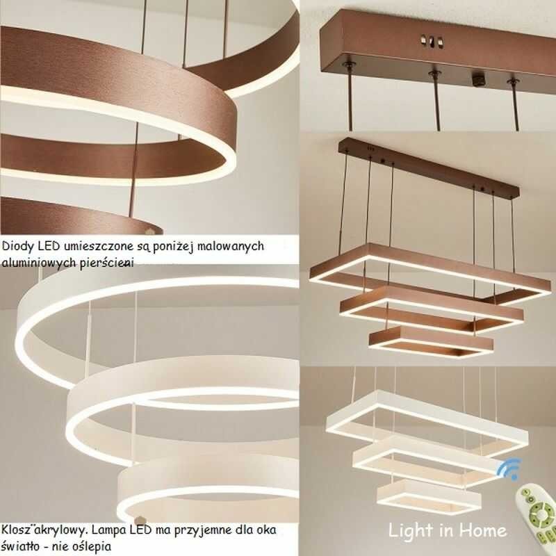 Lampa wisząca led biała prostokątna