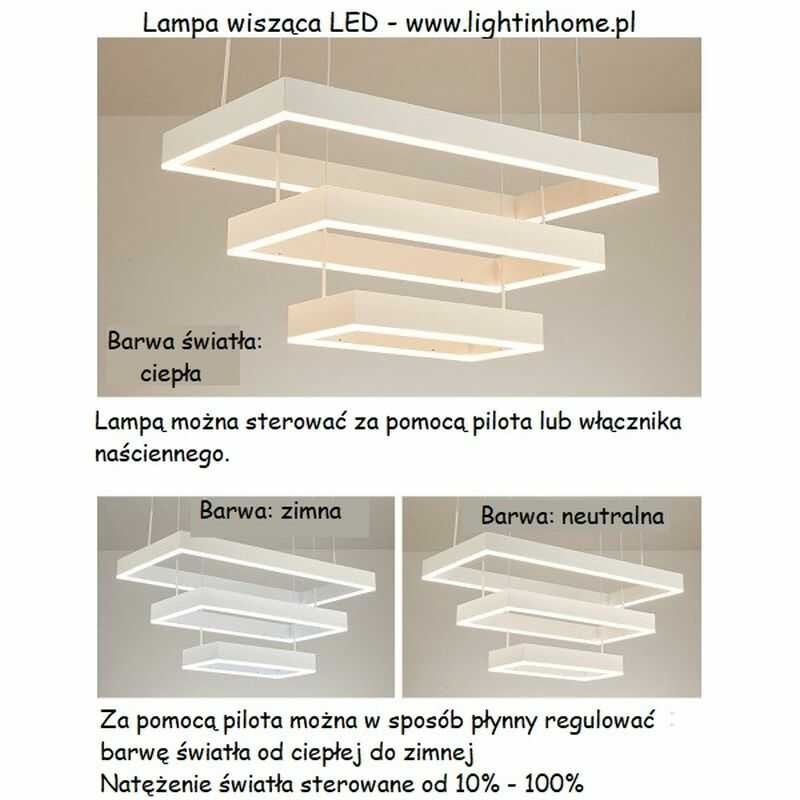 Lampa wisząca led sterowana pilotem nowoczesna biała