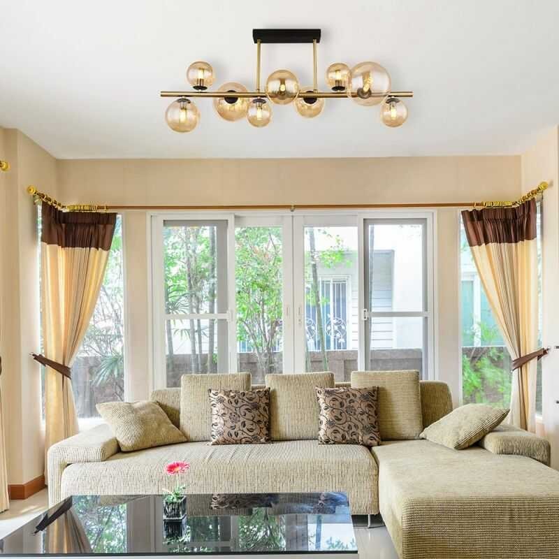 lampa do salonu złota oprawa długa listwa