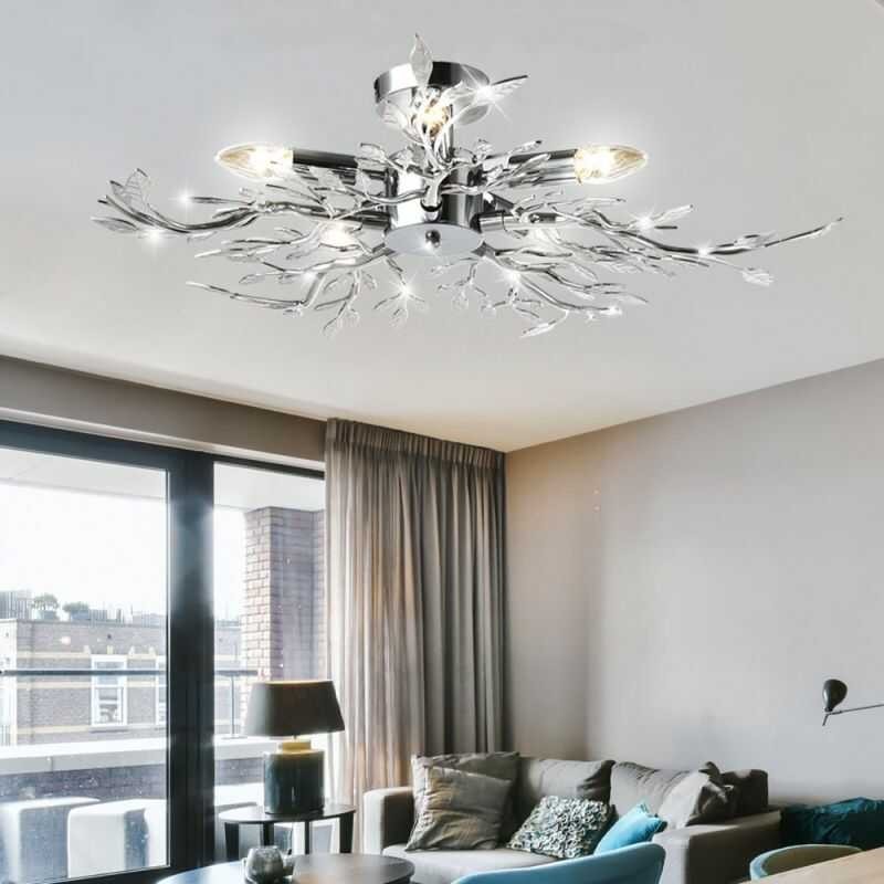 Elegancka lampa sufitowa srebrna