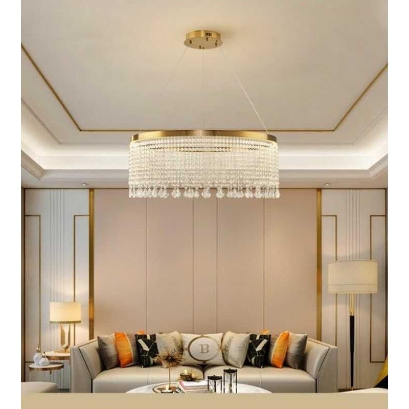 Żyrandol kryształowy led złoty kolor Żyrandol kryształowy led złoty kolor