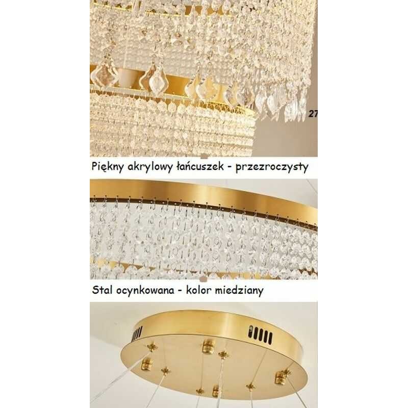 Piękna złota lampa z kryształami