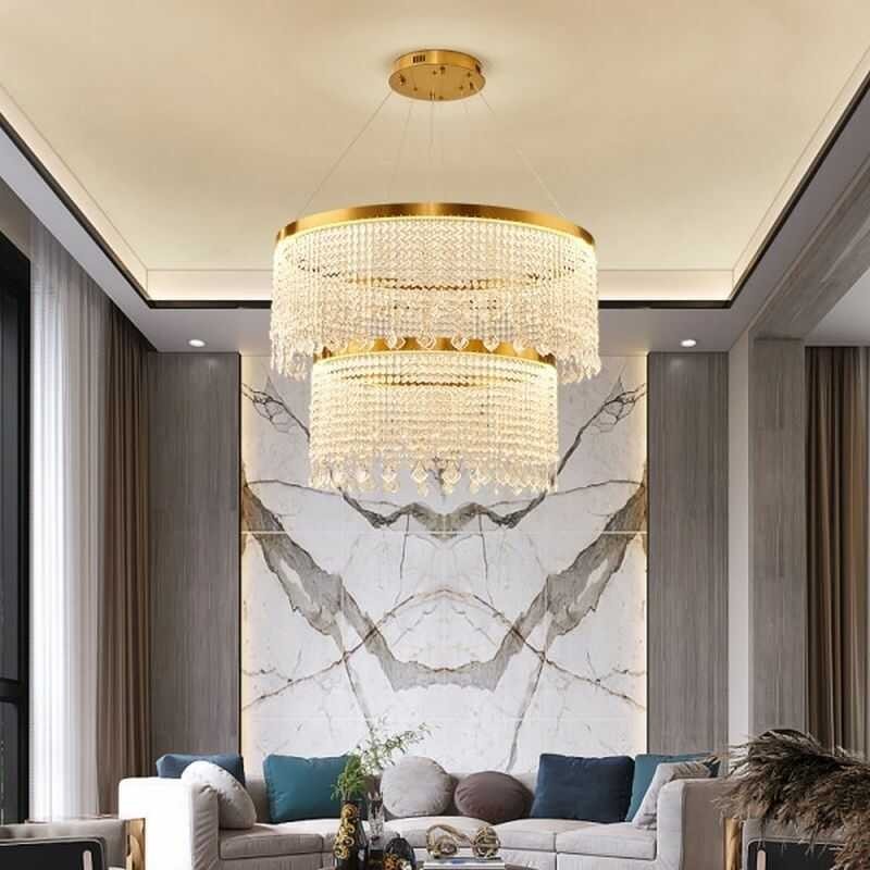 Lampa kryształowa złota ekskluzywna