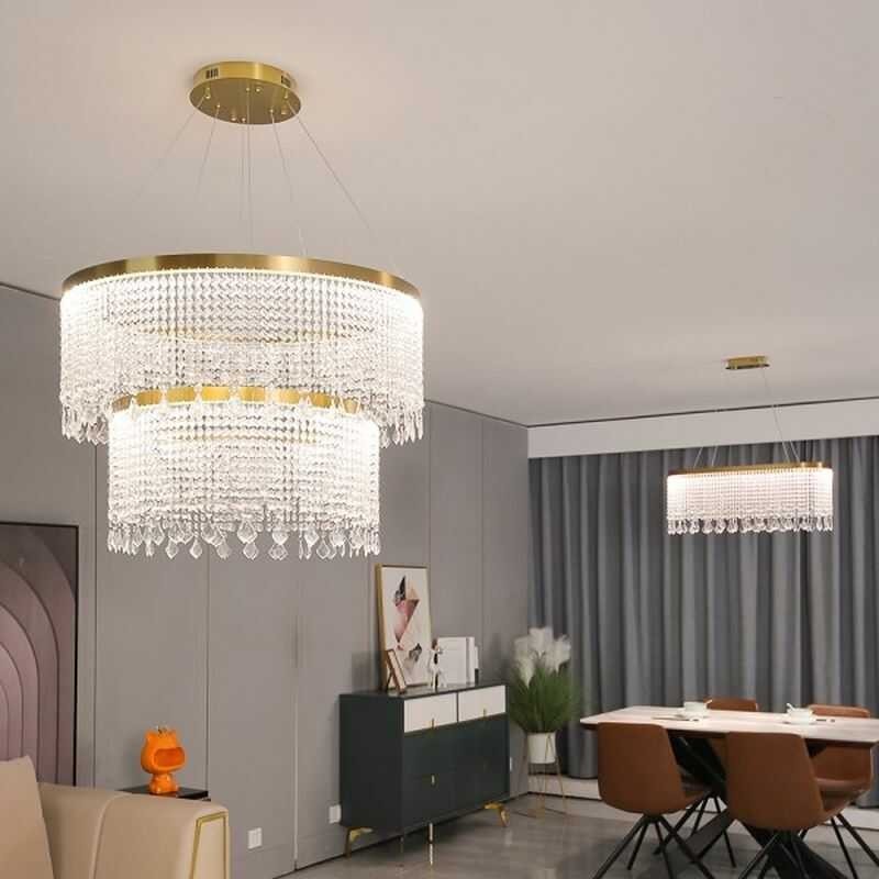 Lampa wisząca złota w stylu glamour do salonu