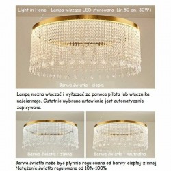 Złota lampa LED kryształowa