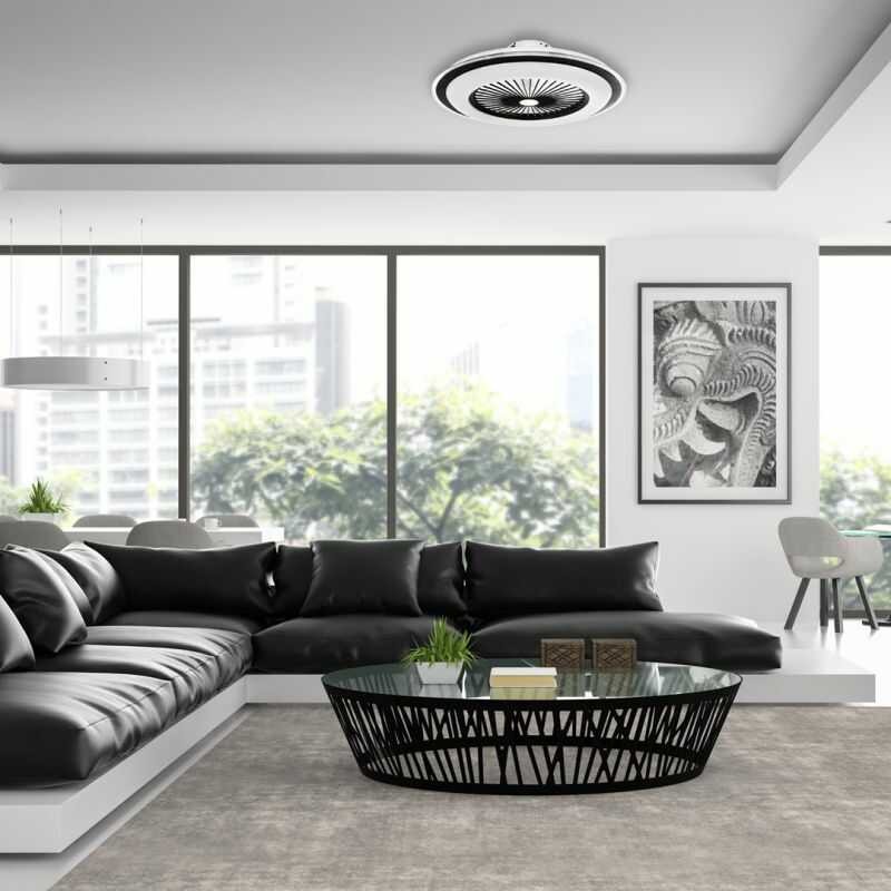 lampa z wentylatorem do salonu sterowana pilotem
