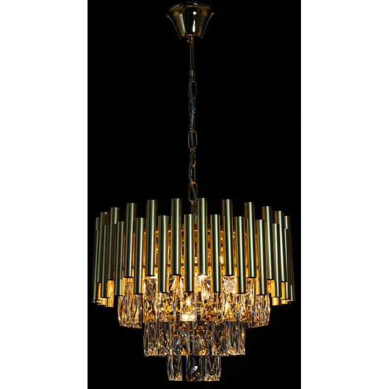 Lampa wisząca kryształowa złota do salonu