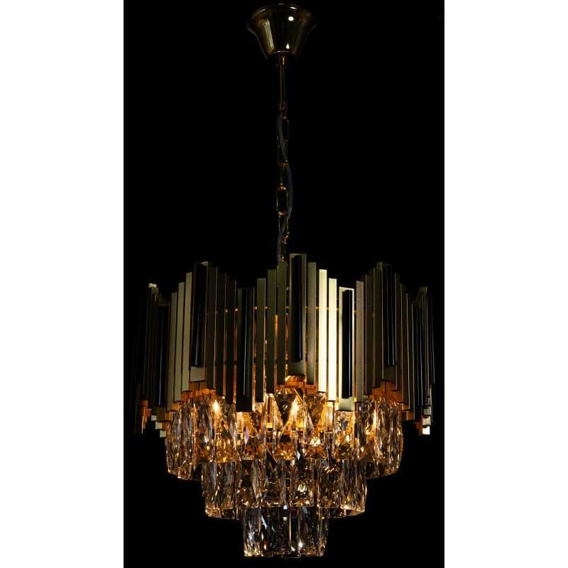 Świecący złoty żyrandol kryształowy do salonu Świecący złoty żyrandol kryształowy do salonu