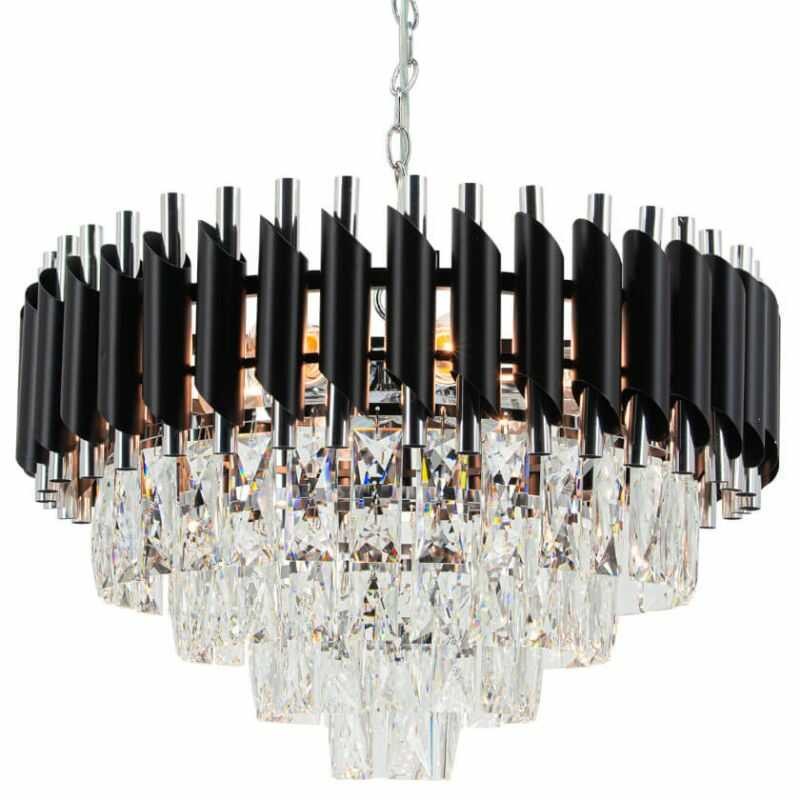 Żyrandol z kryształami w pałacowym stylu czarny średnica-500mm CHROM BLACK Żyrandol z kryształami w pałacowym stylu czarny średnica-500mm CHROM BLACK