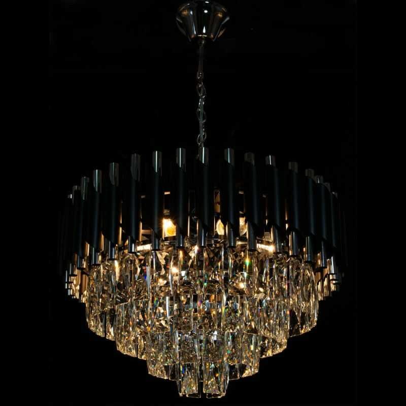 Żyrandol z kryształami w pałacowym stylu czarny średnica-500mm CHROM BLACK Żyrandol z kryształami w pałacowym stylu czarny średnica-500mm CHROM BLACK