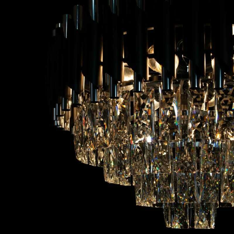 Żyrandol z kryształami w pałacowym stylu czarny średnica-500mm CHROM BLACK Żyrandol z kryształami w pałacowym stylu czarny średnica-500mm CHROM BLACK