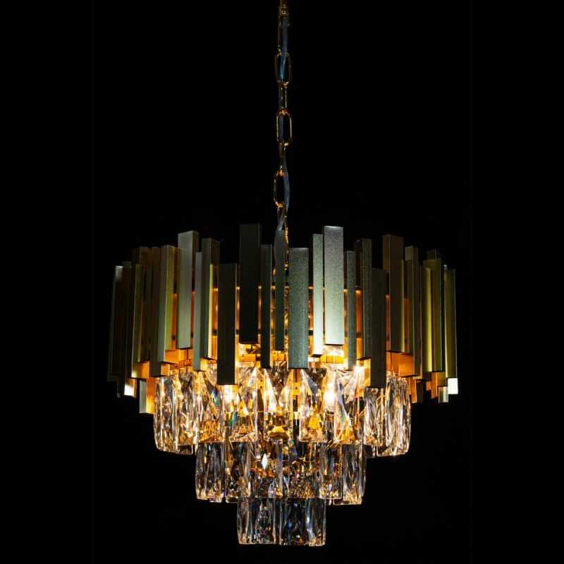 Świecący żyrandol kryształowy złoty Świecący żyrandol kryształowy złoty