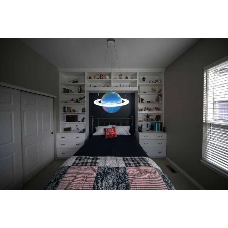 lampa wisząca led globus niebieski idealna do pokoju dziecka