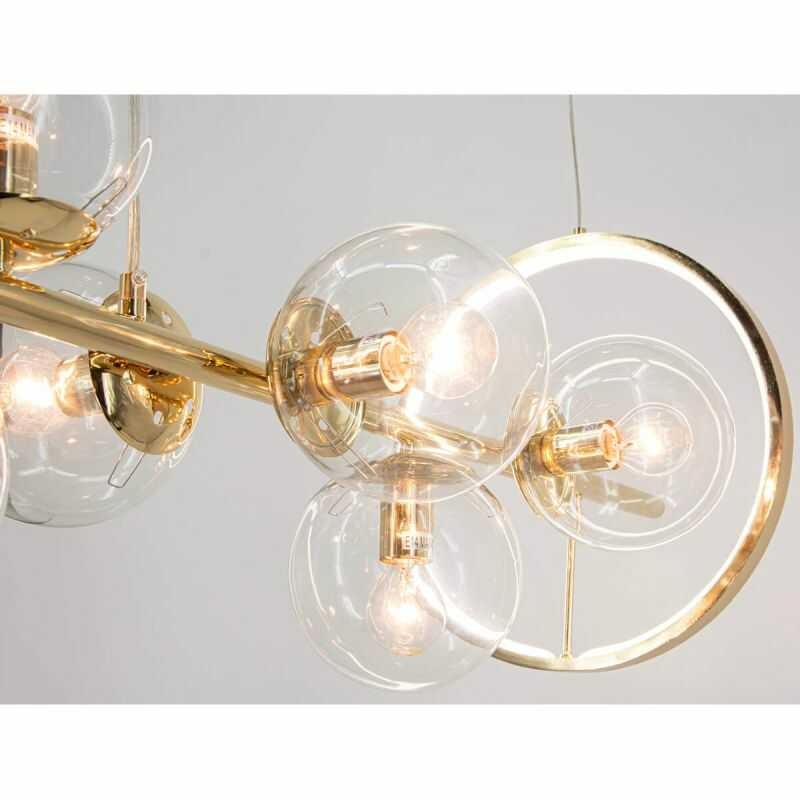 Złota lampa wisząca z krążkiem LED Złota lampa wisząca z krążkiem LED