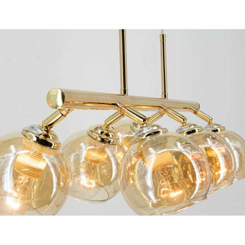 Lampa sufitowa złota z kloszami szklanymi Lampa sufitowa złota z kloszami szklanymi