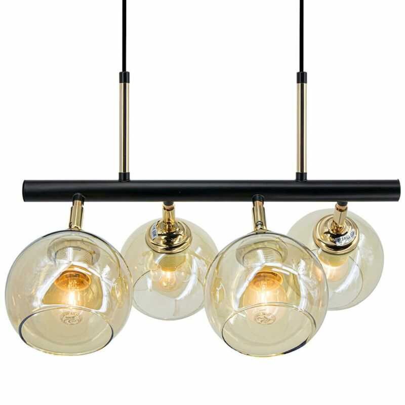 Lapa wisząca czarno-złota ze szklanymi kloszami Lapa wisząca czarno-złota ze szklanymi kloszami