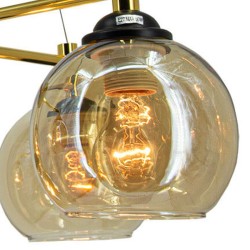 klosza szklany zadymiony lampy wiszącej czarno złotej do salonu