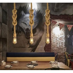 lampa z jedną żarówką wisząca na grubej linie