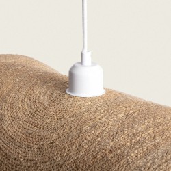 lampa wisząca z naturalnym plecionym kloszem boho