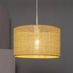 lampa naturalna z plecionym kloszem na jedną żarówkę w skandynawskim stylu