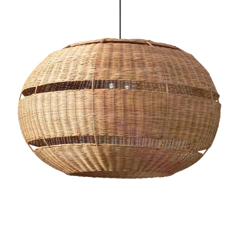 lampa wisząca z kloszem plecionym kulą w stylu boho