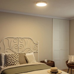 plafon sufitowy led do sypialni okrągły złoty ze zmienną barwą światła