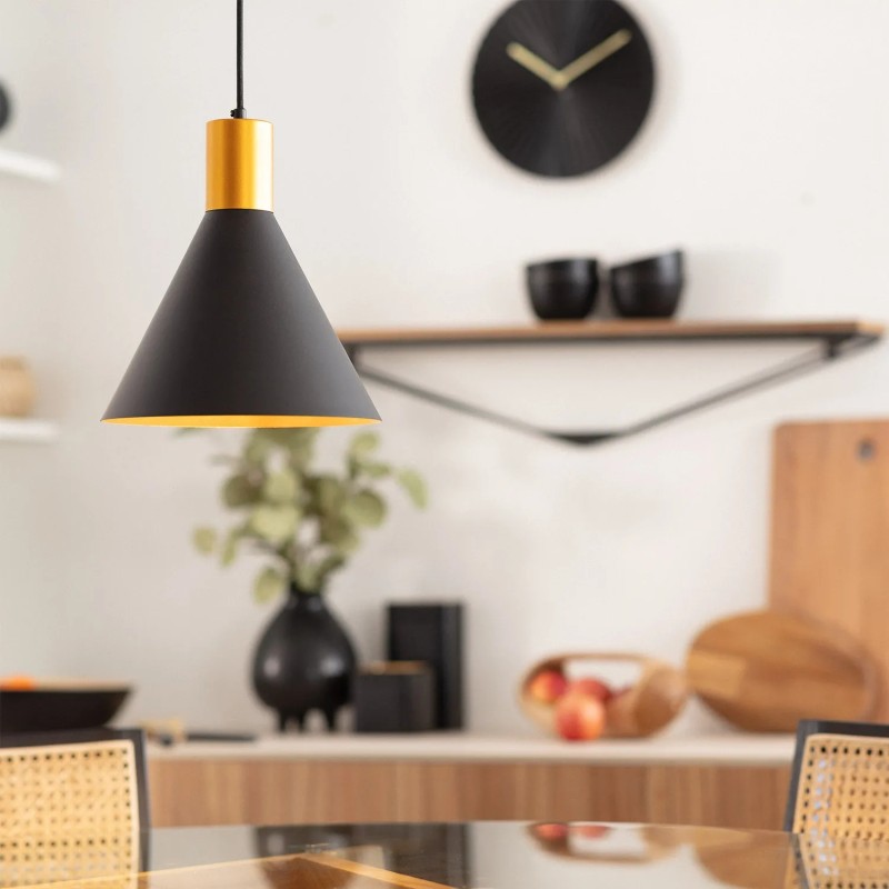 Lampa wisząca czarno złota Salvatore do salonie